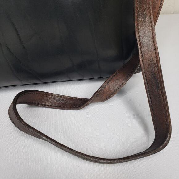 Brahmin Vintage Crossbody Bag Black Brown Leather Purse Bag Soft Textured Y2K - Picture 4 of 16